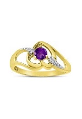 handsome 14k gold diamond heart amethyst gemstone baby birthstone ring